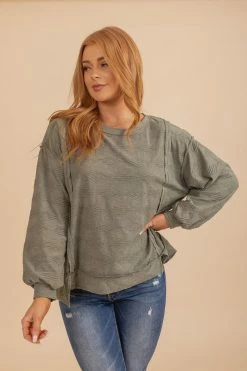 Bibi Live And Love Textured Long Sleeve Top