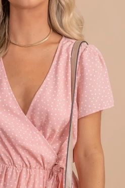 Listicle Hear My Voice Polka Dot Mini Dress -bella ella boutique shop hearmyvoicepolkaminipinkdetail 5000x