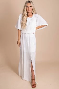 Stylive In The Limelight Ribbed Maxi Dress -bella ella boutique shop in the limelight white front 5000x