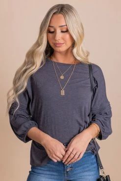 Boulevard Apparel Totally Unique Charcoal Gray Top