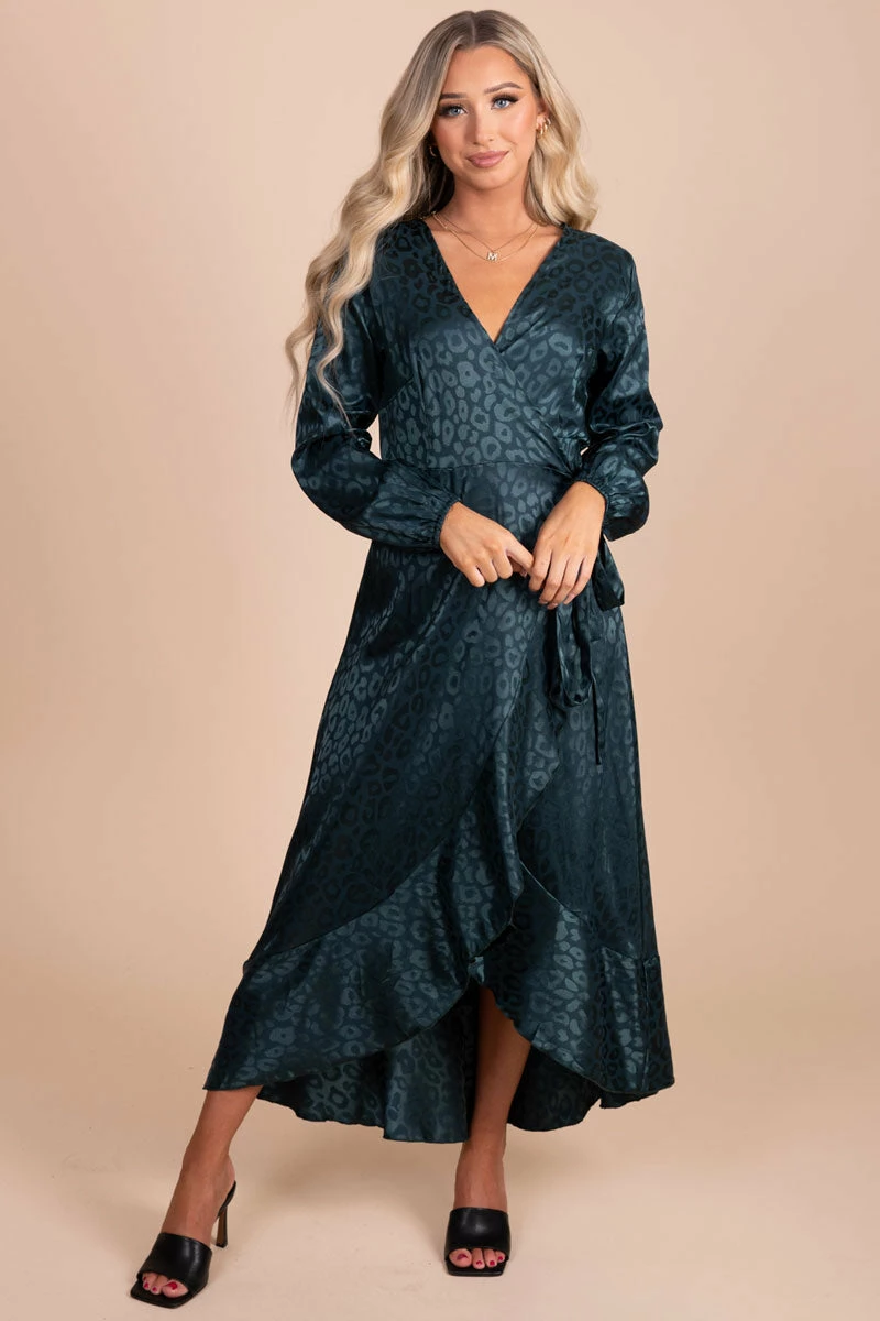 Adele B In The Wild Animal Print Wrap Dress - Dark Green 3 Adele B In The Wild Animal Print Wrap Dress - Dark Green