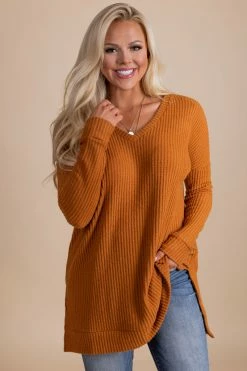 Zenana Spiced Cider V-Neck Waffle Top 41 Zenana Spiced Cider V-Neck Waffle Top -bella ella boutique shop orange main f7156448 448b 4d6a 94af 39f9938a7623 5000x