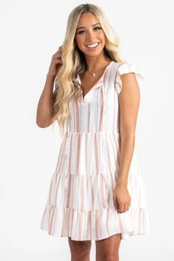 E&M/Mine From The Beach Striped Mini Dress 14 E&M/Mine From The Beach Striped Mini Dress -bella ella boutique shop pink front 5000x