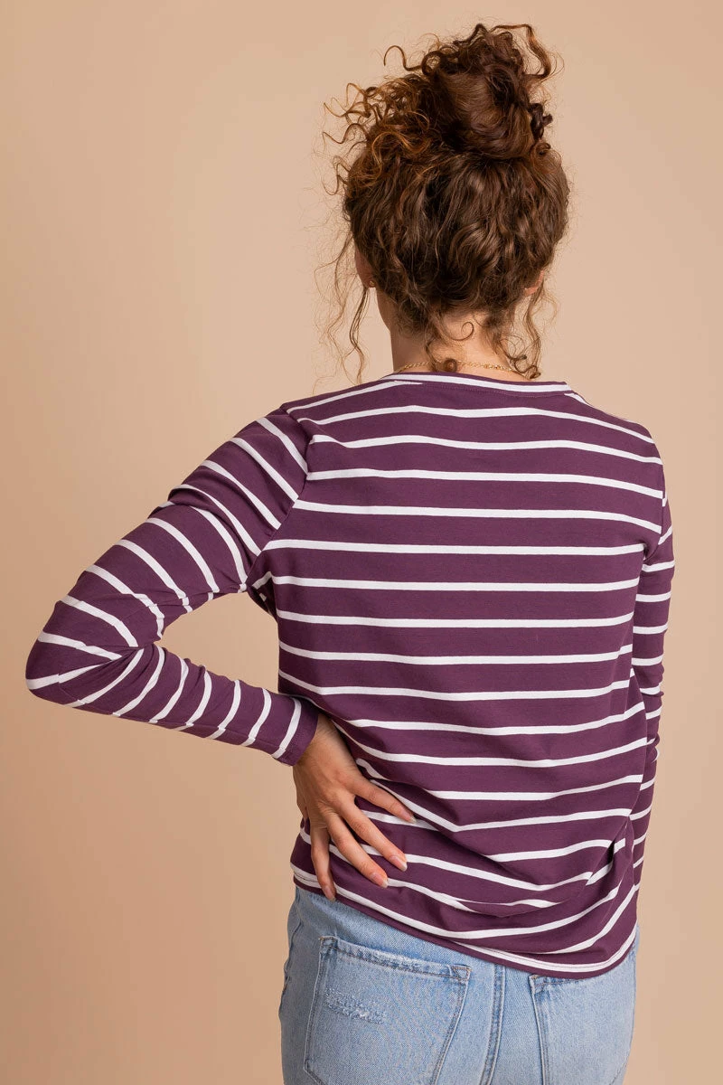 Bella Ella Boutique Everything You Need Burgundy Striped Top 11 Bella Ella Boutique Everything You Need Burgundy Striped Top - Image 9
