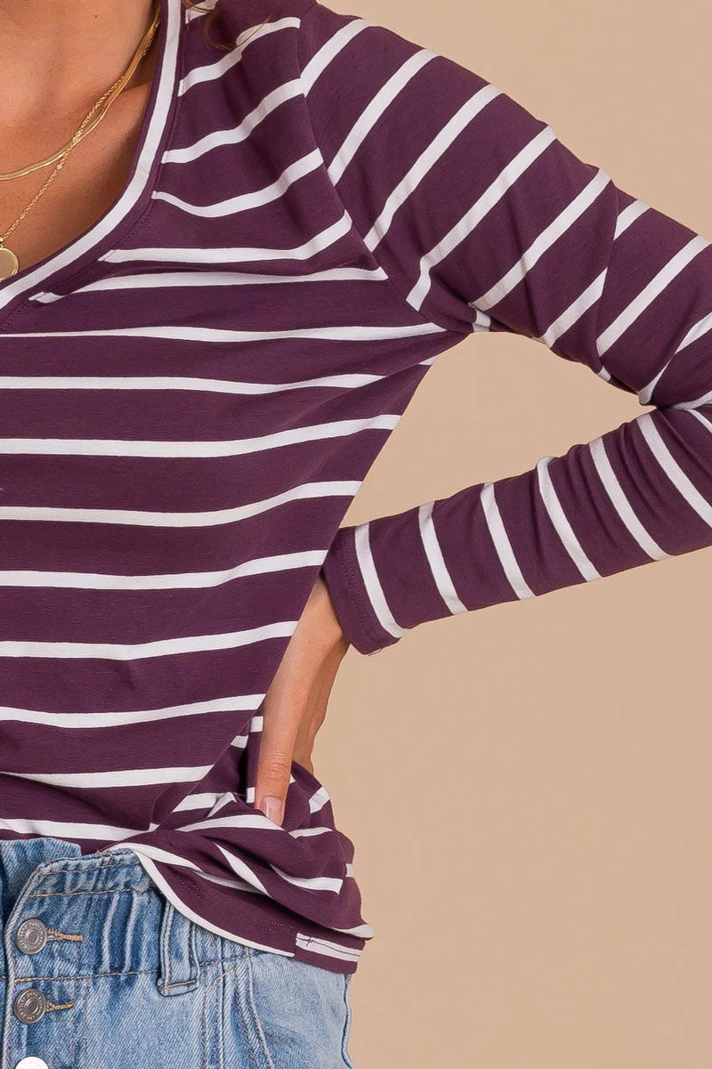Bella Ella Boutique Everything You Need Burgundy Striped Top 10 Bella Ella Boutique Everything You Need Burgundy Striped Top - Image 8