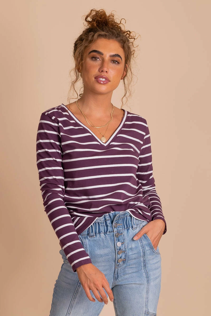 Bella Ella Boutique Everything You Need Burgundy Striped Top 8 Bella Ella Boutique Everything You Need Burgundy Striped Top - Image 6