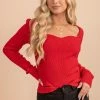Eesome Confidently Lost Long Sleeve Top -bella ella boutique shop red top feature 5000x