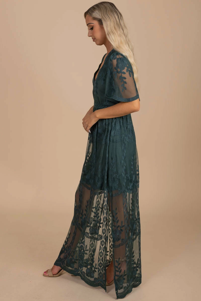 IRIS Light My Fire Dark Teal Lace Maxi Dress 4 IRIS Light My Fire Dark Teal Lace Maxi Dress - Image 2
