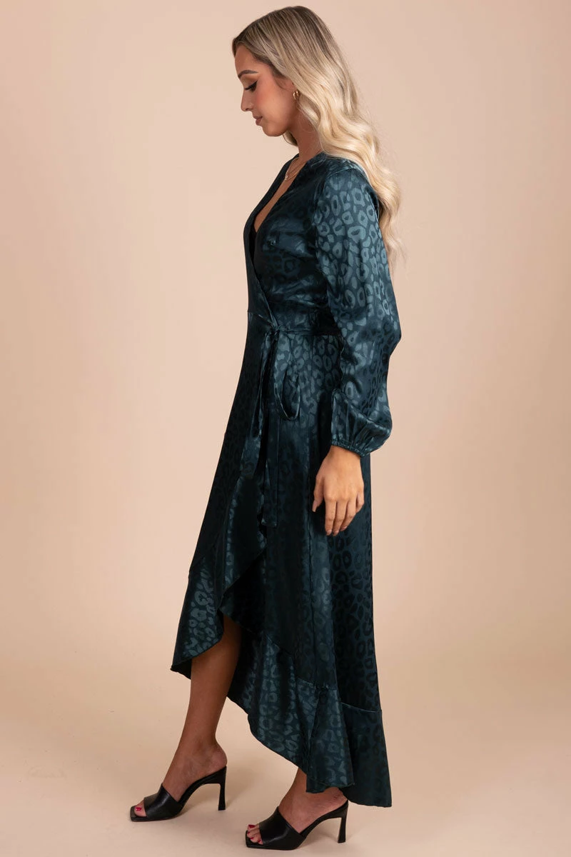 Adele B In The Wild Animal Print Wrap Dress - Dark Green 4 Adele B In The Wild Animal Print Wrap Dress - Dark Green - Image 2