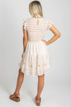 E&M/Mine Summer Picnic Gingham Mini Dress -bella ella boutique shop summer picnic pink back 5000x