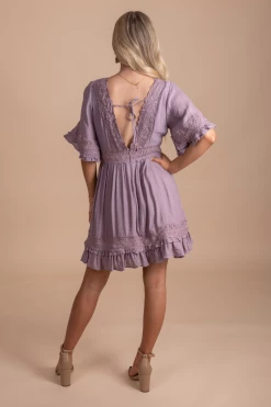 Blu Ivy This Time Around Lace Detail Mini Dress -bella ella boutique shop thistimearoundlacedetailmini PurpleBack 5000x