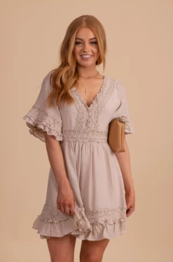 Blu Ivy This Time Around Lace Detail Mini Dress -bella ella boutique shop thistimearoundlacedetailmini TanFront 5000x