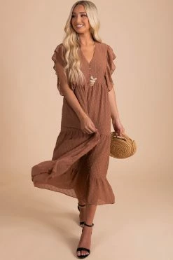Bella Ella Boutique Time After Time Maxi Dress 51 Bella Ella Boutique Time After Time Maxi Dress -bella ella boutique shop time after time brown front 5000x
