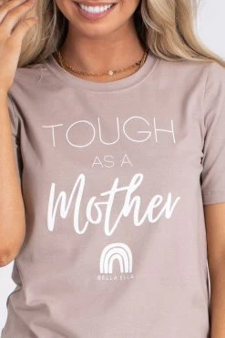 Zenana Tough As A Mother Graphic Tee -bella ella boutique shop tough as a mother brown detail 5000x