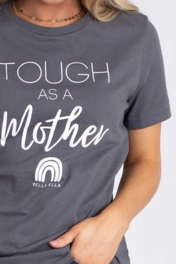 Zenana Tough As A Mother Graphic Tee -bella ella boutique shop tough as a mother gray detail 5000x