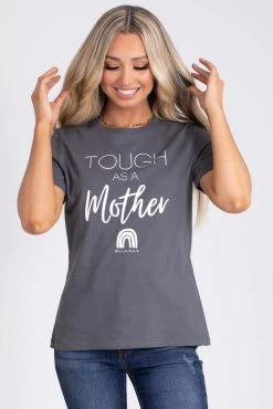 Zenana Tough As A Mother Graphic Tee -bella ella boutique shop tough as a mother gray main image 5000x