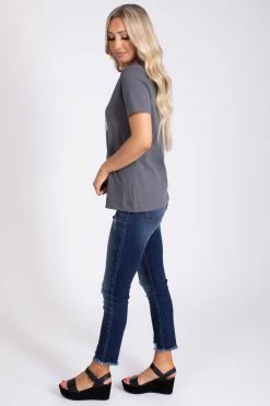 Zenana Tough As A Mother Graphic Tee -bella ella boutique shop tough as a mother gray side 5000x