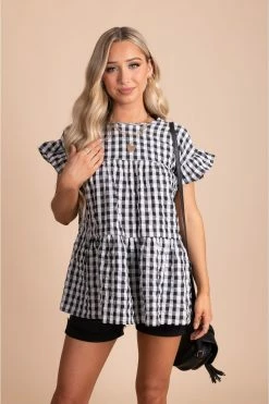 Front Page 24 2 Hearts Be Unforgettable Gingham Peplum Top