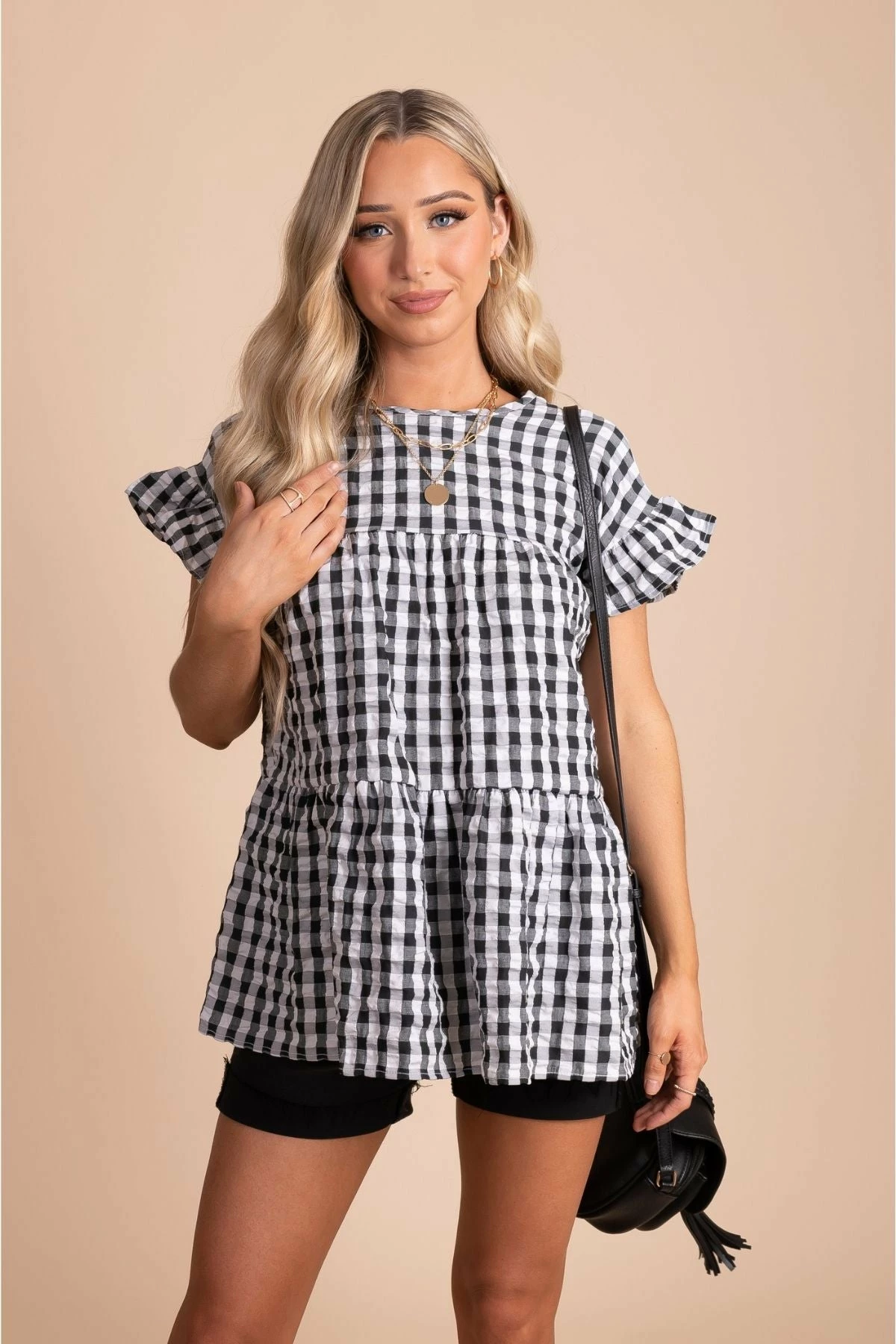 2 Hearts Be Unforgettable Gingham Peplum Top 3 2 Hearts Be Unforgettable Gingham Peplum Top