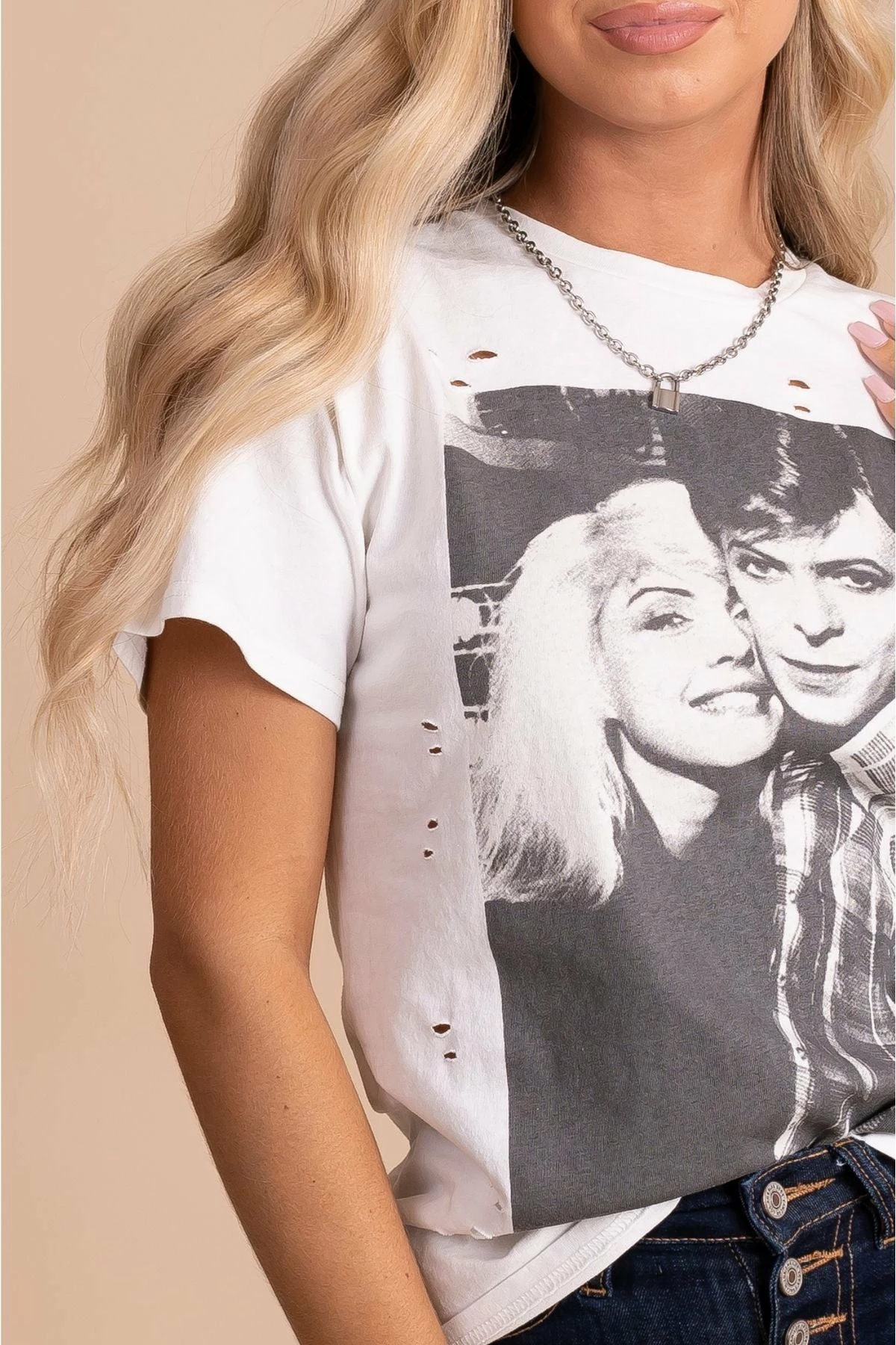 Blue B Vintage Love Distressed Graphic Tee - White 5 Blue B Vintage Love Distressed Graphic Tee - White - Image 3