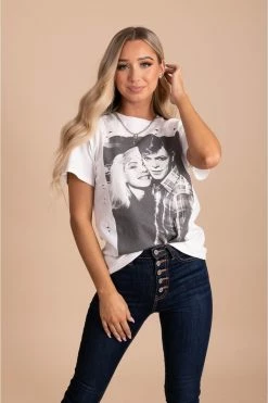 Blue B Vintage Love Distressed Graphic Tee - White